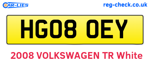 HG08OEY are the vehicle registration plates.