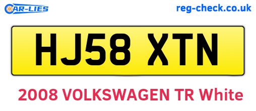 HJ58XTN are the vehicle registration plates.