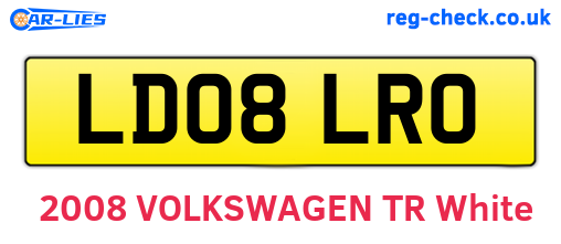 LD08LRO are the vehicle registration plates.