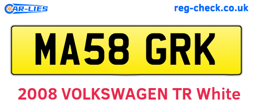 MA58GRK are the vehicle registration plates.