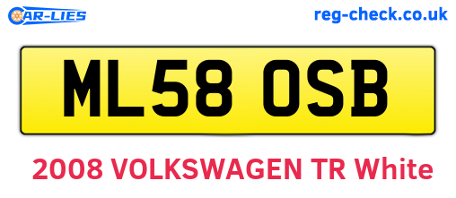 ML58OSB are the vehicle registration plates.