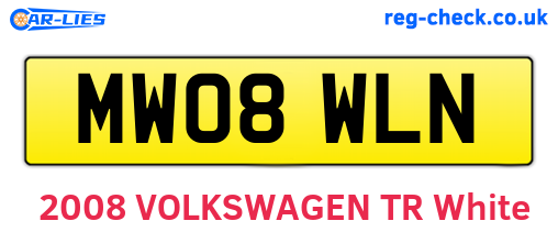 MW08WLN are the vehicle registration plates.