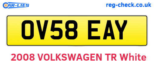 OV58EAY are the vehicle registration plates.