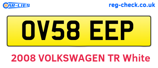 OV58EEP are the vehicle registration plates.