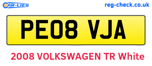PE08VJA are the vehicle registration plates.