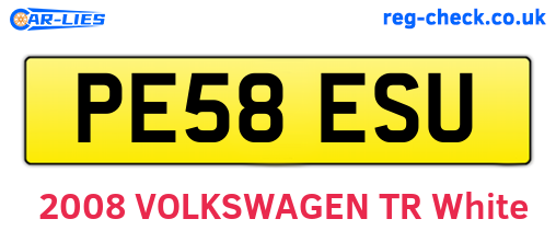 PE58ESU are the vehicle registration plates.