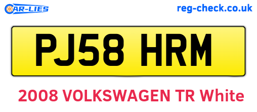 PJ58HRM are the vehicle registration plates.