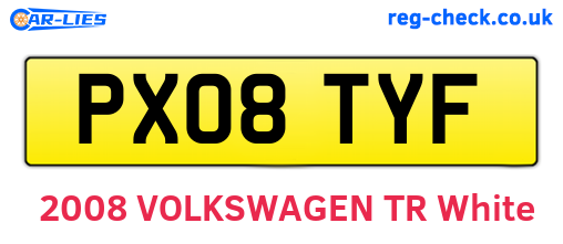 PX08TYF are the vehicle registration plates.