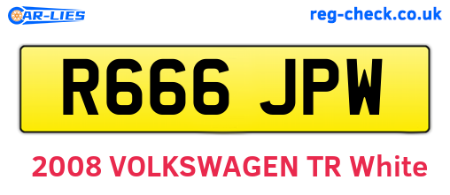R666JPW are the vehicle registration plates.