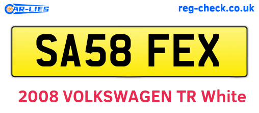 SA58FEX are the vehicle registration plates.