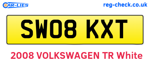 SW08KXT are the vehicle registration plates.