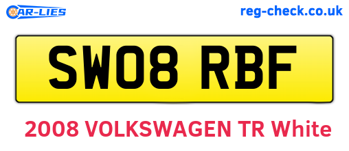 SW08RBF are the vehicle registration plates.