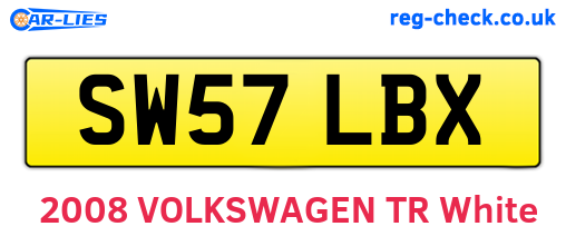 SW57LBX are the vehicle registration plates.