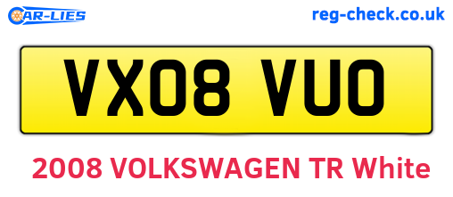 VX08VUO are the vehicle registration plates.