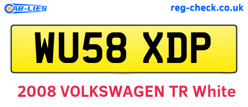 WU58XDP are the vehicle registration plates.