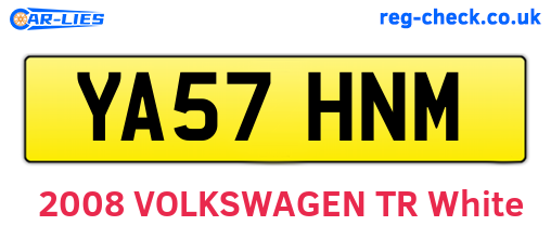 YA57HNM are the vehicle registration plates.