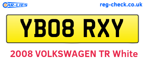 YB08RXY are the vehicle registration plates.
