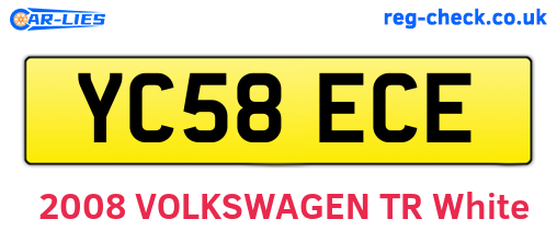 YC58ECE are the vehicle registration plates.