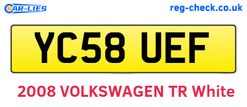 YC58UEF are the vehicle registration plates.