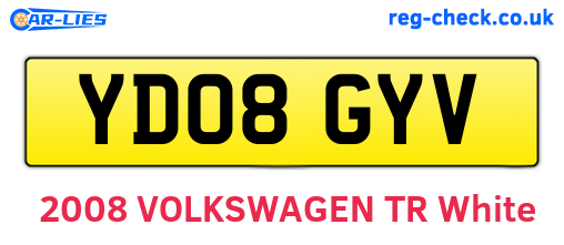 YD08GYV are the vehicle registration plates.