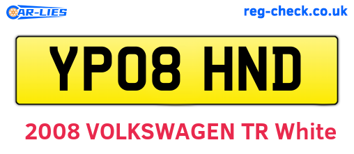 YP08HND are the vehicle registration plates.