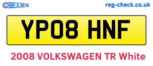 YP08HNF are the vehicle registration plates.