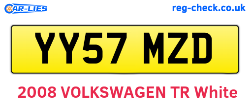 YY57MZD are the vehicle registration plates.