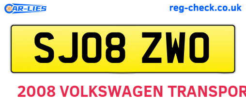 SJ08ZWO are the vehicle registration plates.