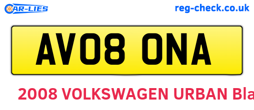AV08ONA are the vehicle registration plates.