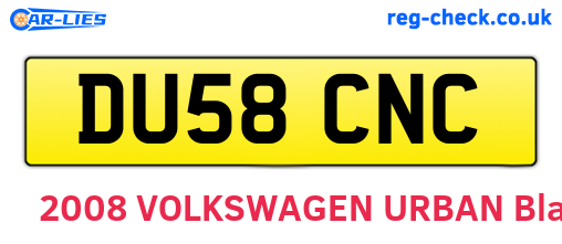 DU58CNC are the vehicle registration plates.