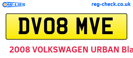 DV08MVE are the vehicle registration plates.