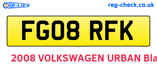 FG08RFK are the vehicle registration plates.