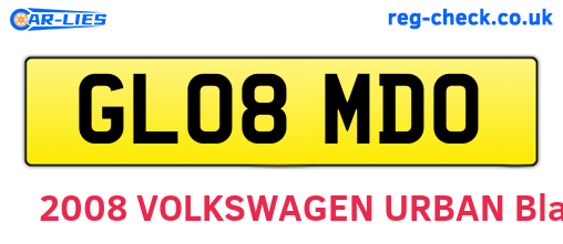 GL08MDO are the vehicle registration plates.