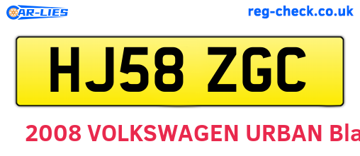 HJ58ZGC are the vehicle registration plates.