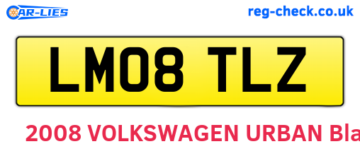 LM08TLZ are the vehicle registration plates.