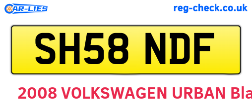SH58NDF are the vehicle registration plates.