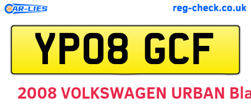 YP08GCF are the vehicle registration plates.