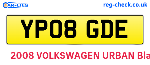 YP08GDE are the vehicle registration plates.