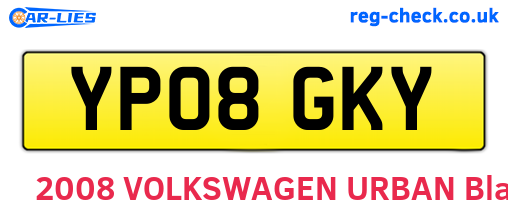 YP08GKY are the vehicle registration plates.