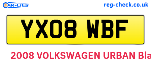 YX08WBF are the vehicle registration plates.