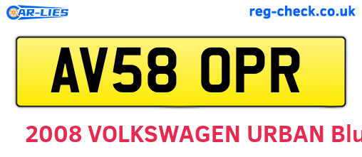 AV58OPR are the vehicle registration plates.