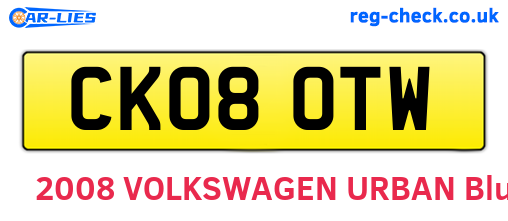 CK08OTW are the vehicle registration plates.