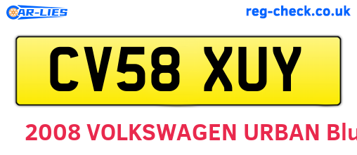 CV58XUY are the vehicle registration plates.
