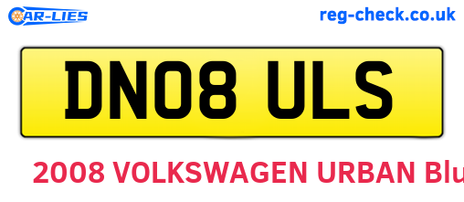 DN08ULS are the vehicle registration plates.
