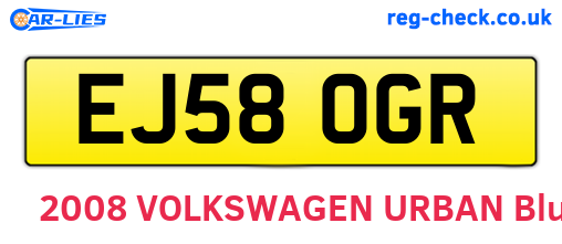 EJ58OGR are the vehicle registration plates.