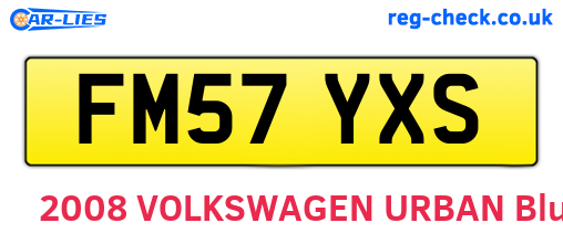 FM57YXS are the vehicle registration plates.