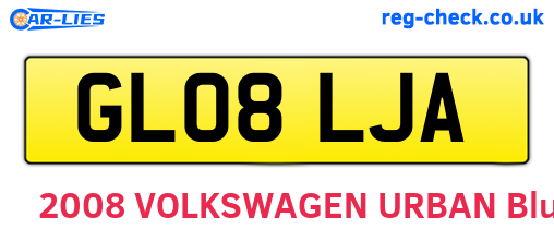 GL08LJA are the vehicle registration plates.