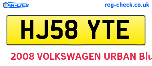 HJ58YTE are the vehicle registration plates.