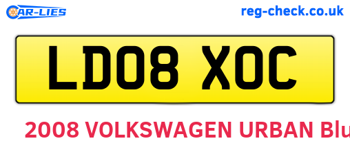 LD08XOC are the vehicle registration plates.