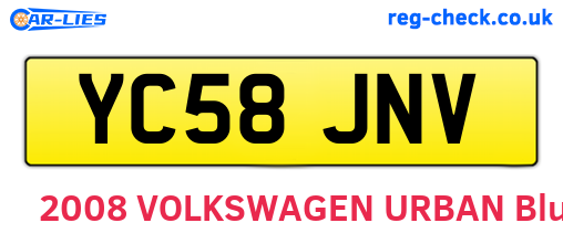 YC58JNV are the vehicle registration plates.